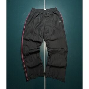 Vintage Track Pants Men's XL Black Pink Striped Y2K Baggy windbreaker 90s skater